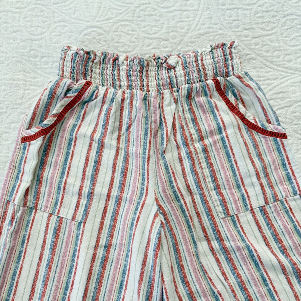 Art Class Wide Leg Vertical Striped Pants, Red/White/Blue Sz L 10/12 - Picture 2 of 5